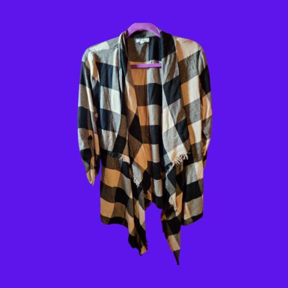 Maurices  Open Front Plaid‎ Cardigan Front Long  Size M (L30)